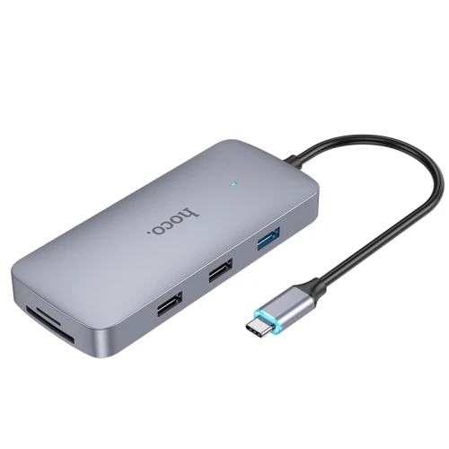 Converter Type-C to HDMI+VGA+PD+SD+TF+RJ45 hoco HB32 HUB 8in1